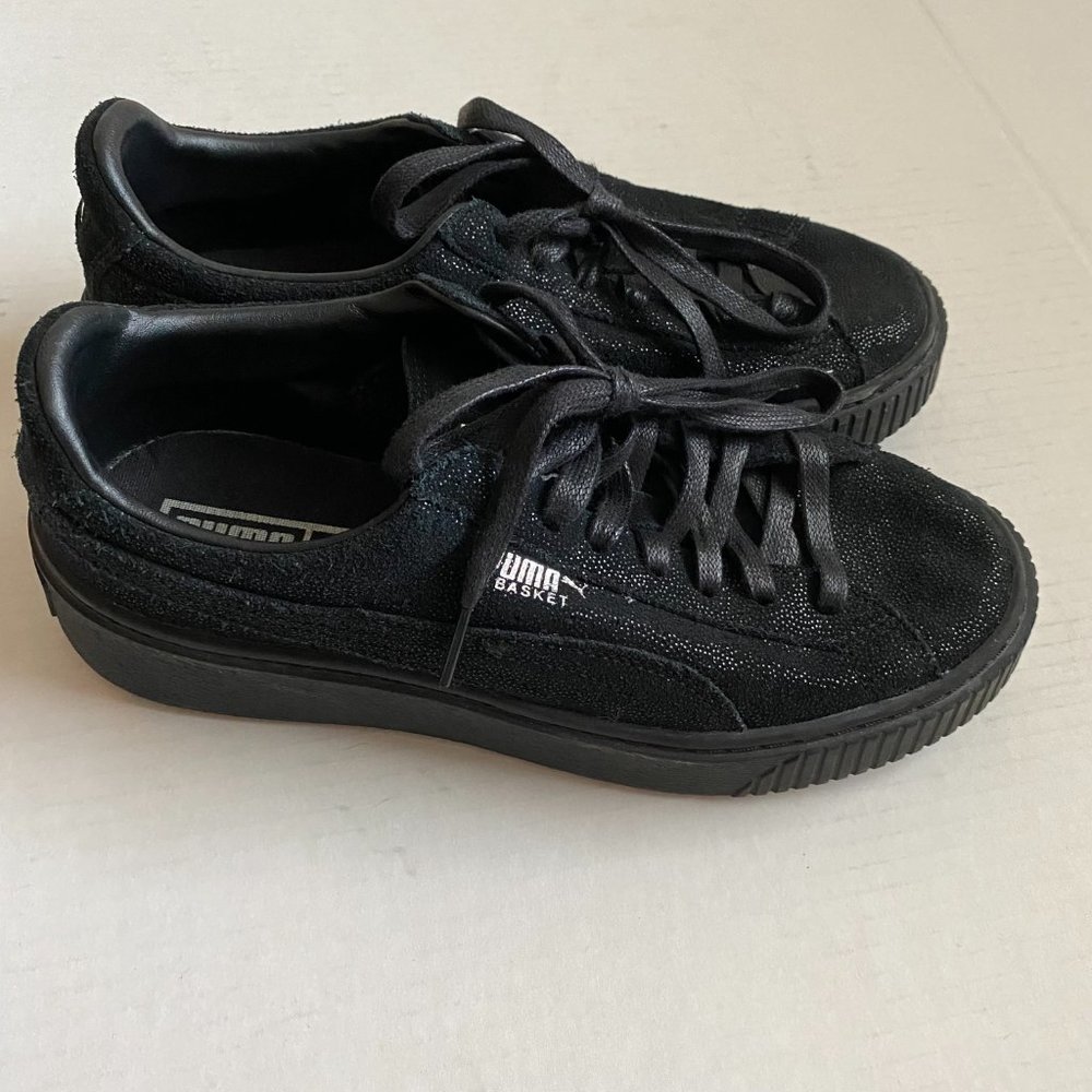 Black Sparkle Platform Puma Sneakers - Picture 2 of 8